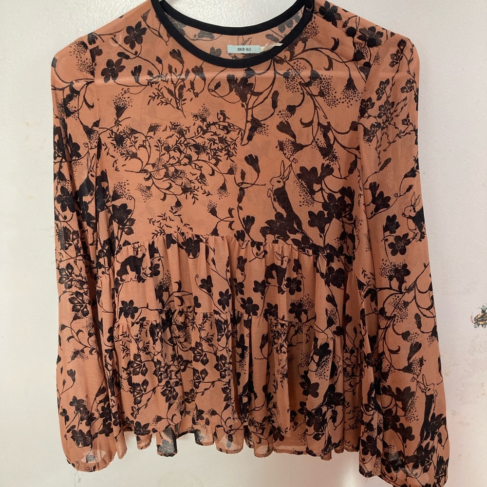Floral terra cotta babydoll top